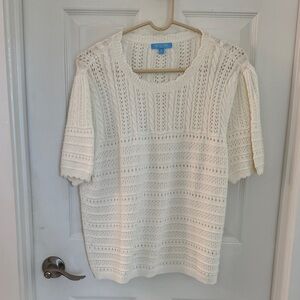 Draper James Ivory Crochet Knit Top
